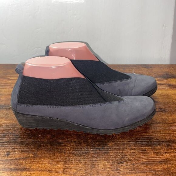 The Flexx Wm’s Sz 8 Blue Suede Slip On Comfort Wedge Loafer Shoes - Picture 3 of 8